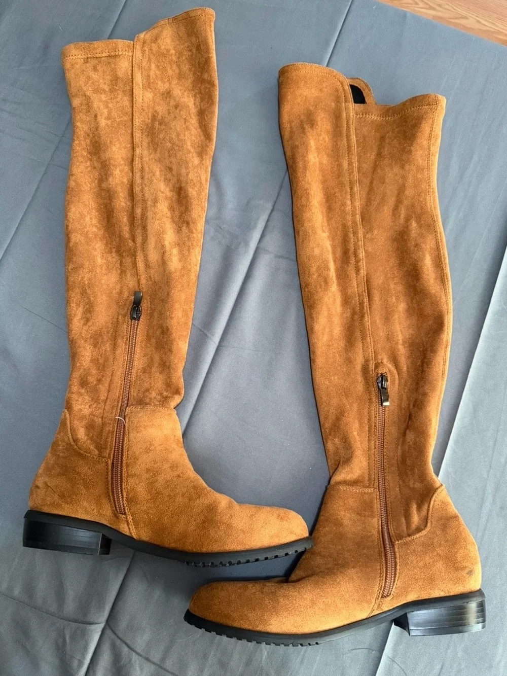 Over-the-Knee Suede Boots in Camel Tan